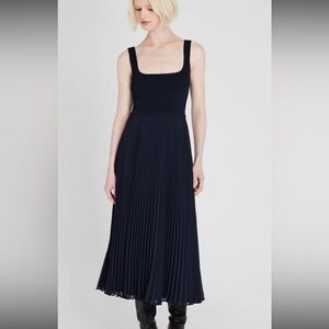 Club Monaco Sleeveless Knit Pleated Maxi Dress in navy